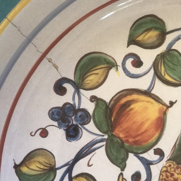 CERAMICA NOVA DERUTA serving bowl Made in Italy Hand painted and decals 3” X 11” - Picture 10 of 13